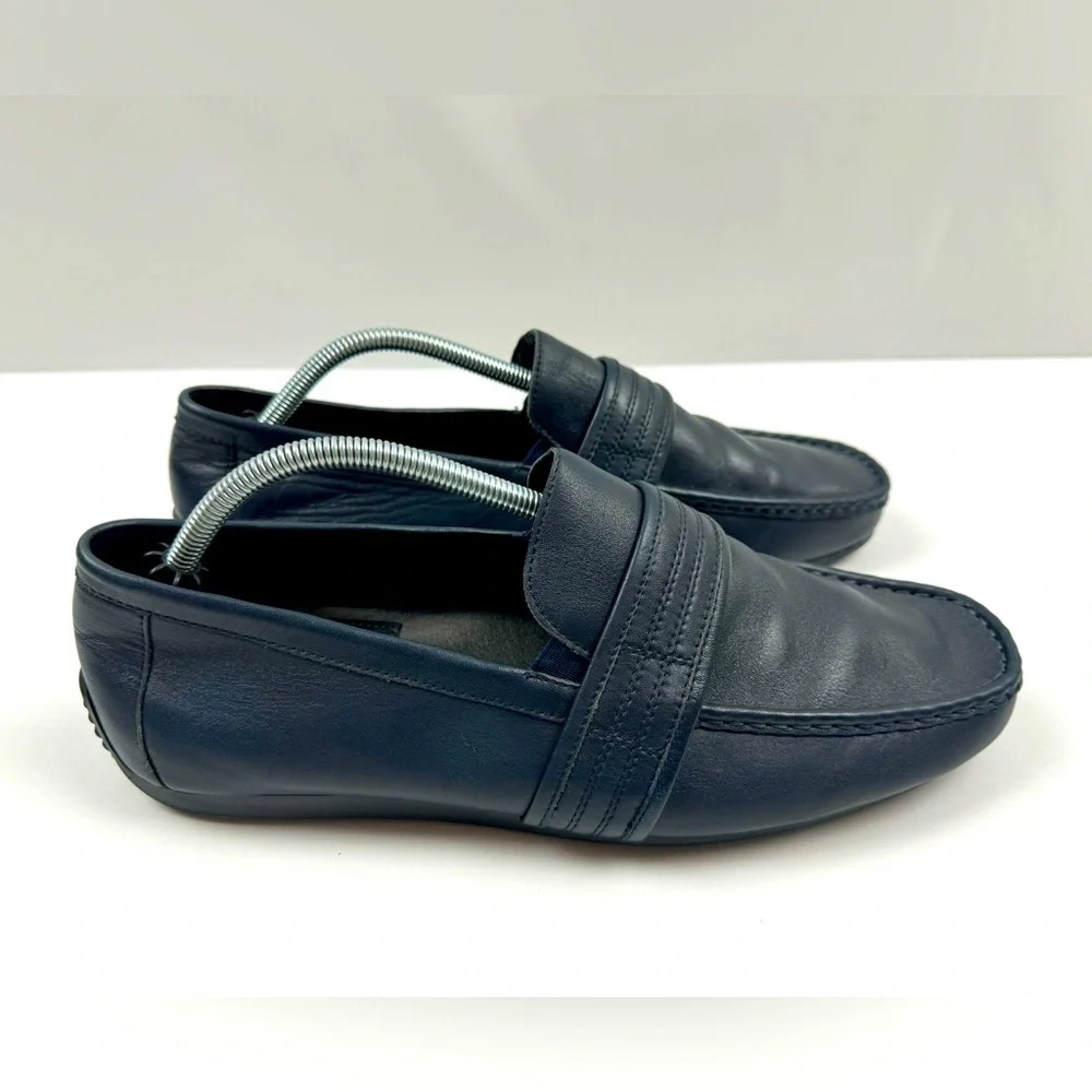 Zanzara Men's Van Eyck Blue Soft Leather Loafers Shoes‎ Size 11
